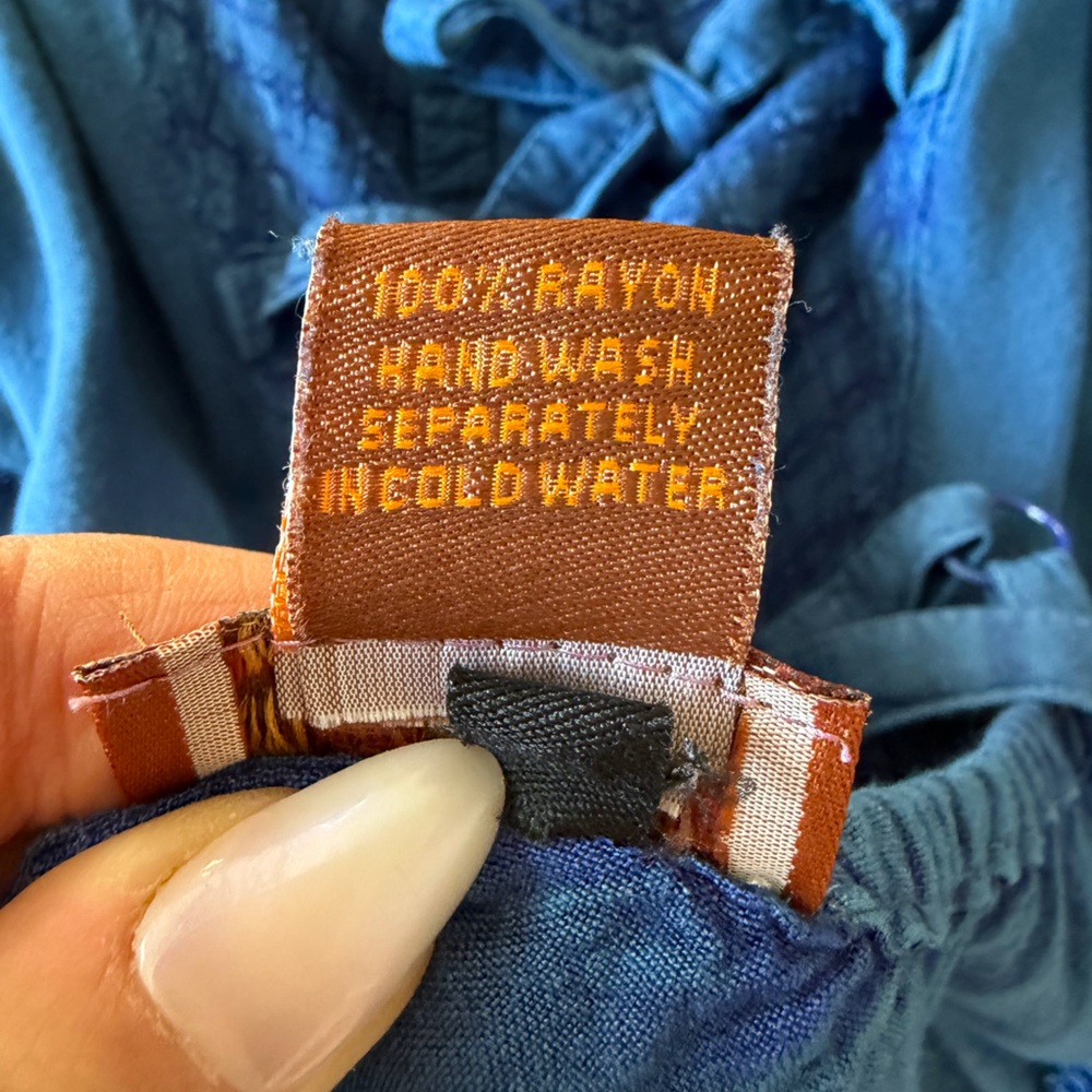 Vintage Blue Boho Patchwork Spaghetti Strap Maxi … - image 4